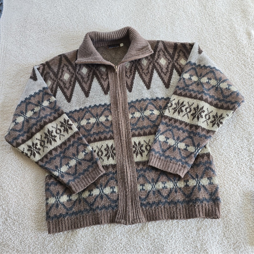 Vtg Comfort Knits Full-zip Cardigan Men's XL Southwestern Fair Isle Grandpacore